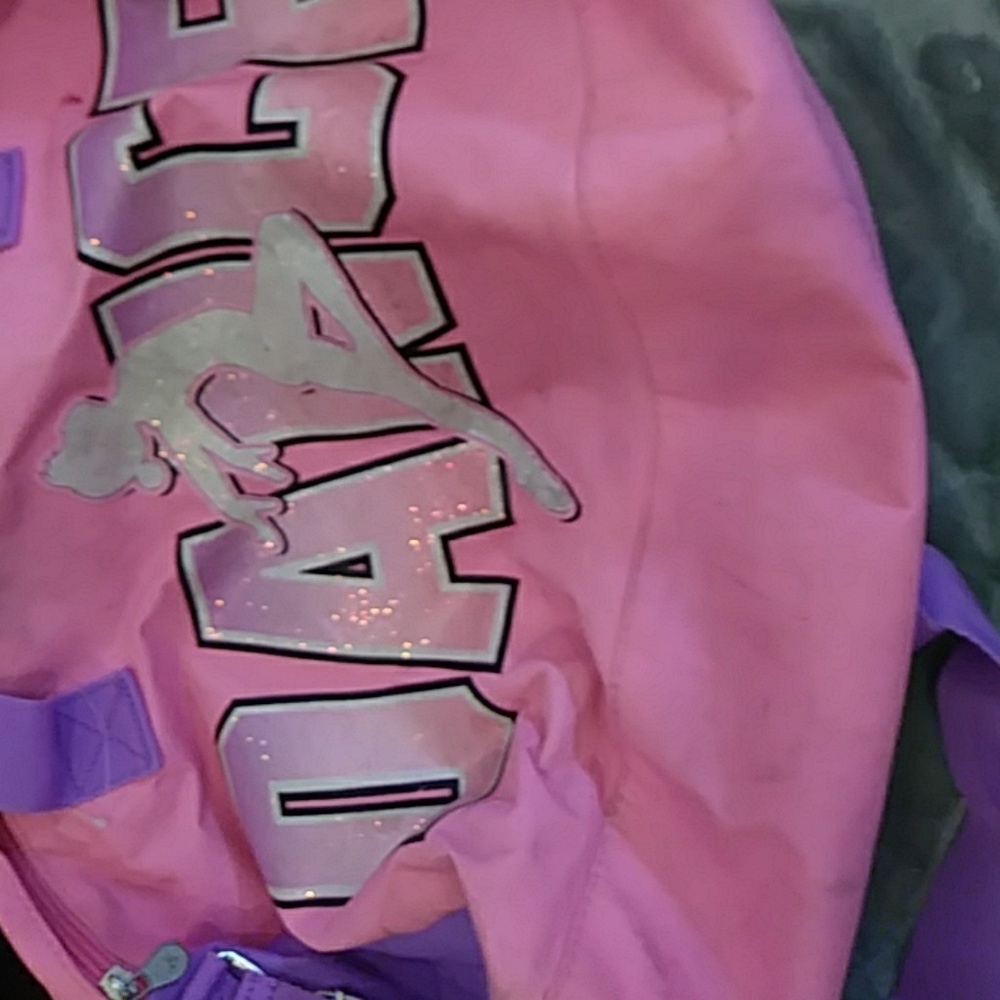 Justice dance duffle bag in pink and purple